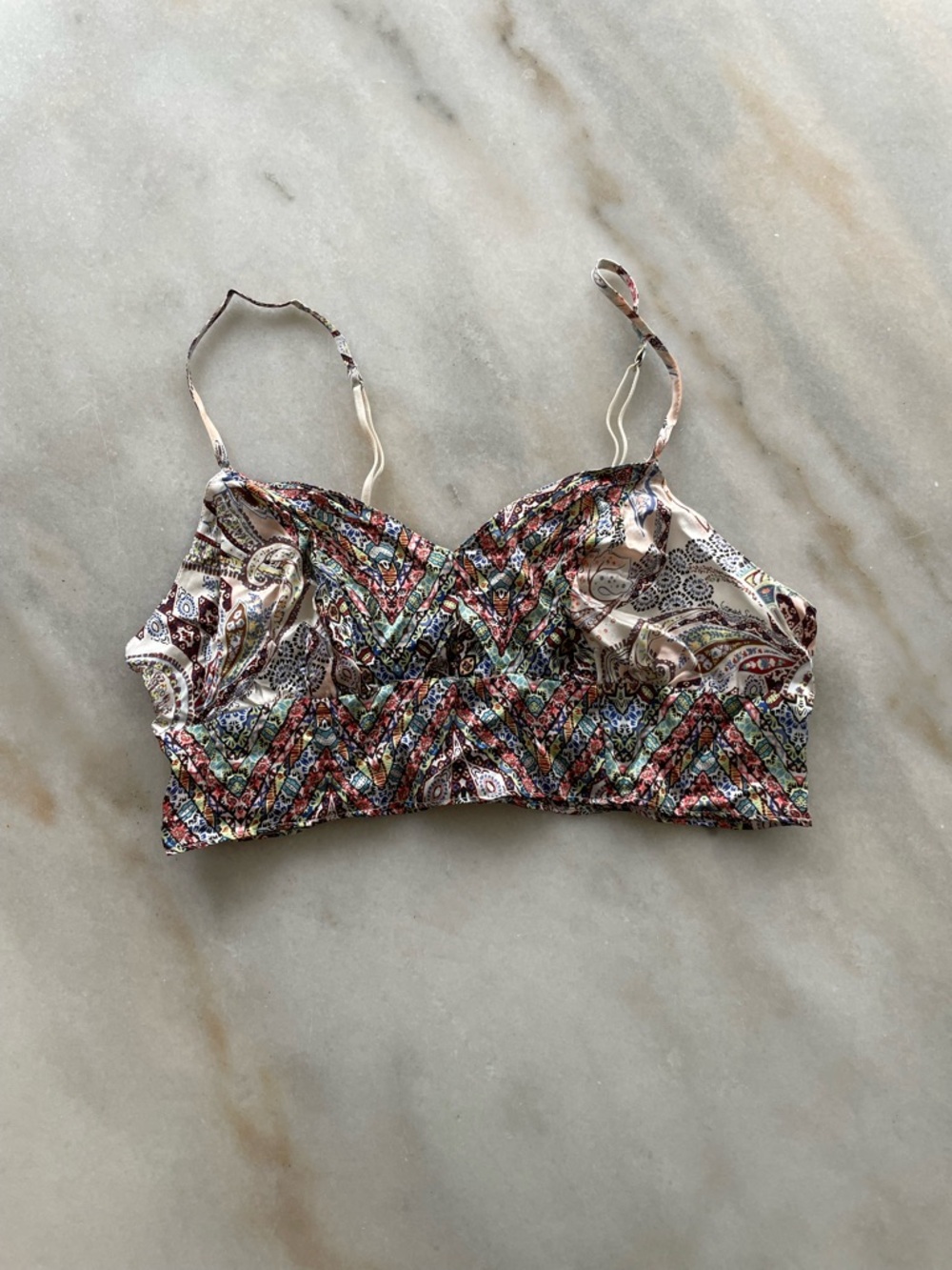 Victoria’s Secret 100% Silk Multicolor Paisley Bralette size S